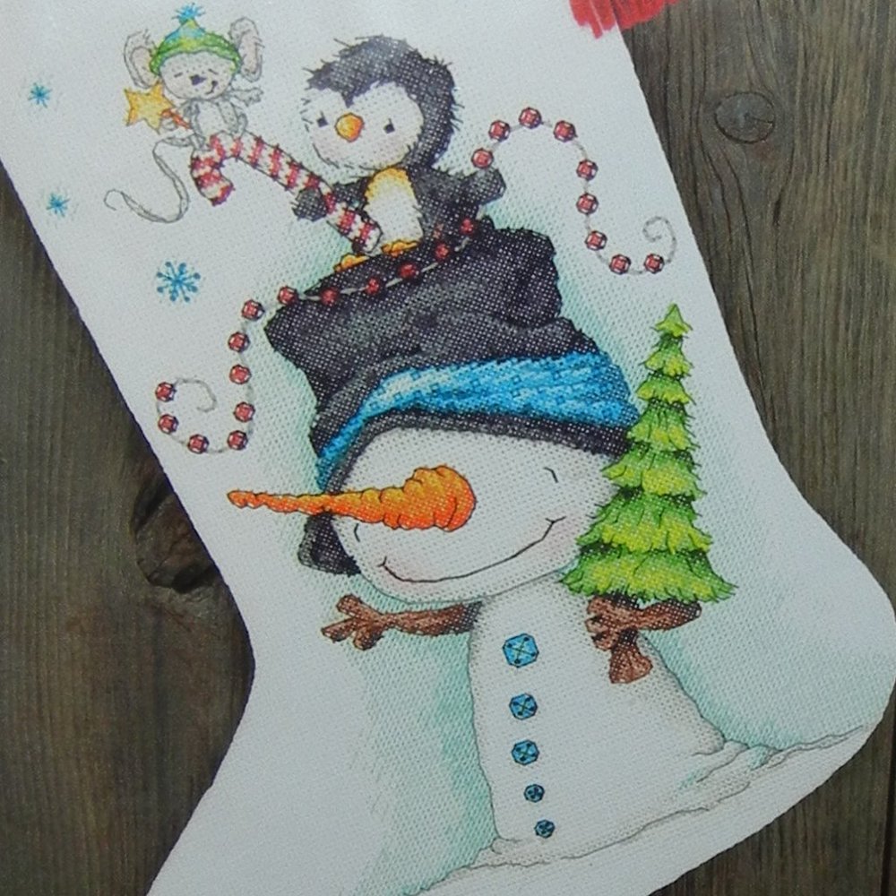 Dimensions Cross Stitch Kit - Snowman Joy Trio Stocking NEW 70-08937